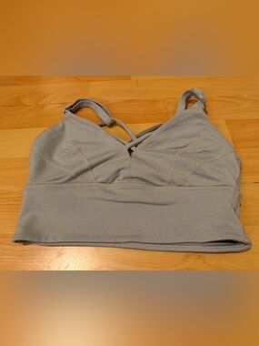 Prana Light Gray Strappy Sports Bra